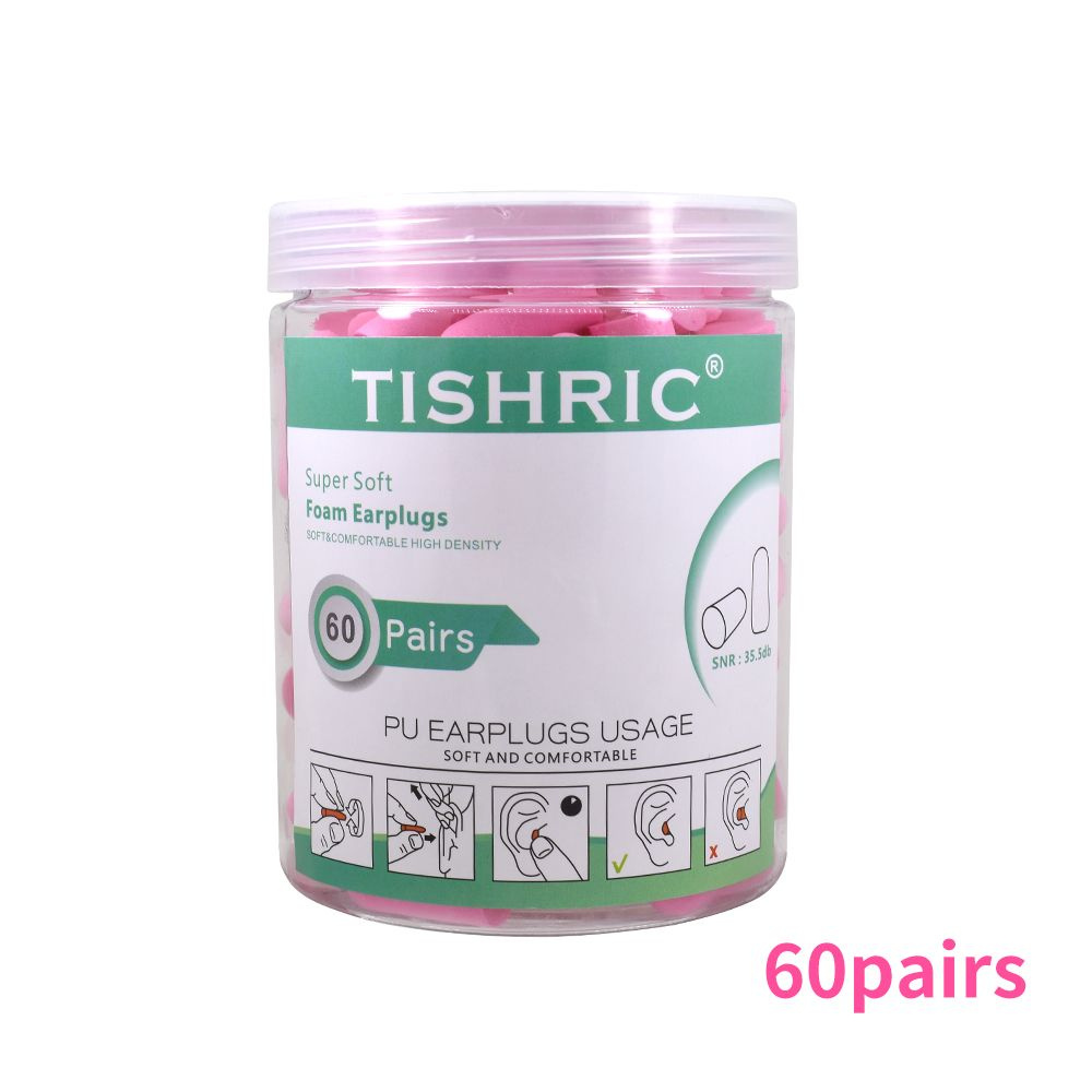 TISHRIC 120шт. 60 пар, шумопоглощающие затычки для сна, мягкие губчатые ...