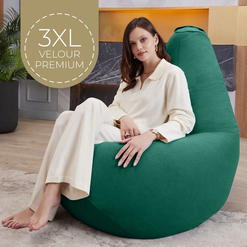 Coco Lounge Кресло-мешок Груша, Велюр натуральный, Размер XXXL,зеленый  #1