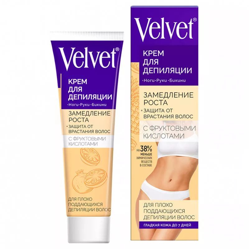 Velvet Крем для депиляции замедляющий рост волос Фруктовые кислоты 100 мл  #1