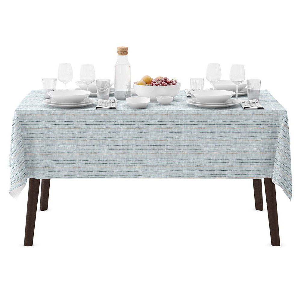 Скатерть 145х145см Рональдо голубой длина стола до 110см на 4 персоны рогожка хлопок 171г/м2 упаковка #1