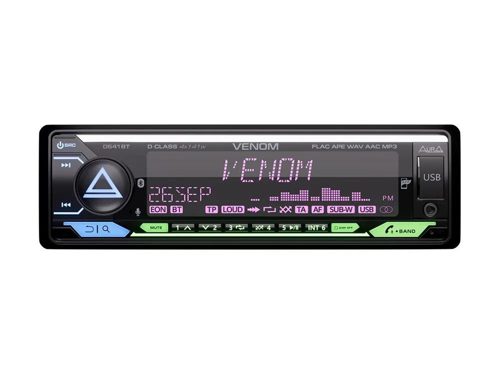 Автомагнитола Aura Venom D541BT 4x141Вт (Bluetooth, 3xRCA, D-class, APP, USB, FLAC, RGB, D-SWC)  #1