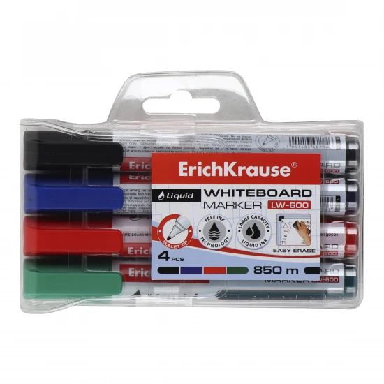 Набор маркеров для доски 4 шт, пулевидный, 2,38 мм, цвет 4 цвета, упаковка ПВХ, европодвес Liquid, 1 #1