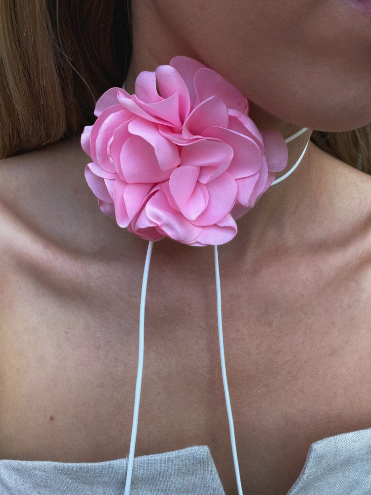 Чокер цветок на шею роза украшения бижутерия ожерелье из шелка  #1