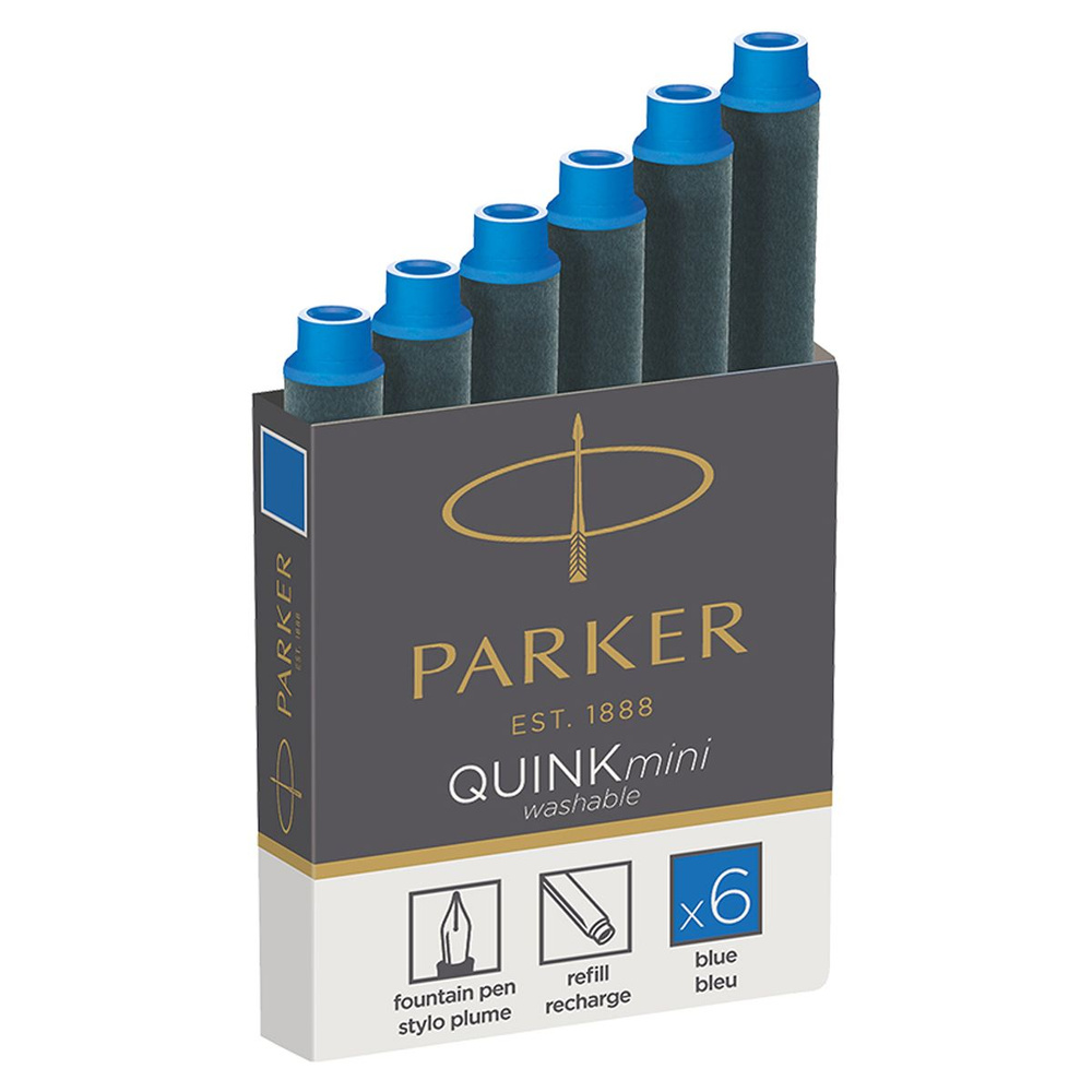 Картриджи чернильные для перьевых ручек Parker "Cartridge Quink Mini", синие, 6 штук  #1