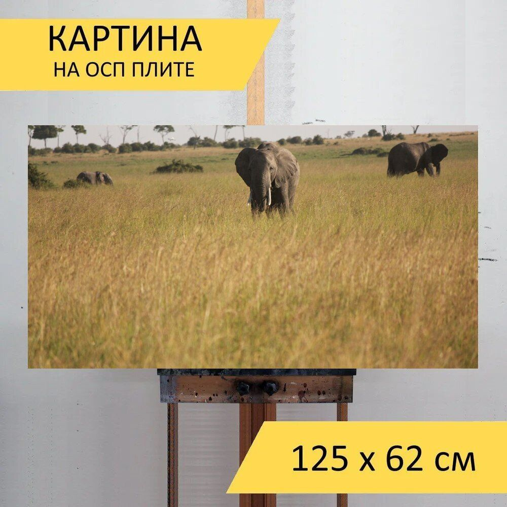 LotsPrints Картина "Слон, африка, сафари 53", 125  х 62 см #1