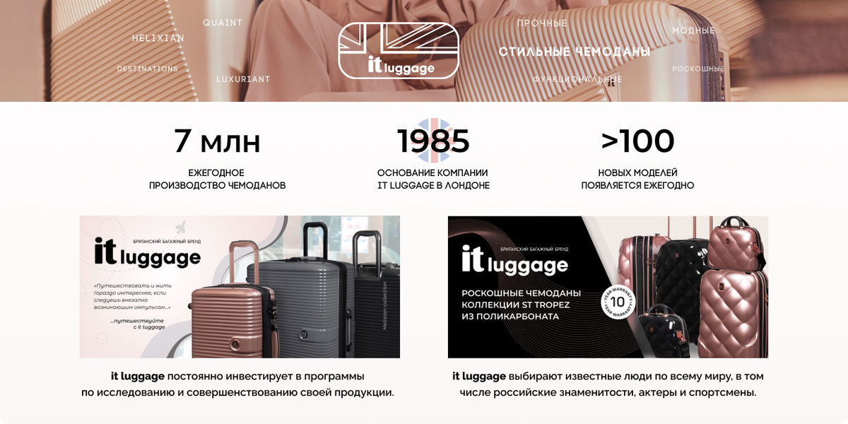 Витрина багажного бренда itluggage: чемоданы, чехлы для чемоданов, подушки для шеи и другие дорожные аксессуары