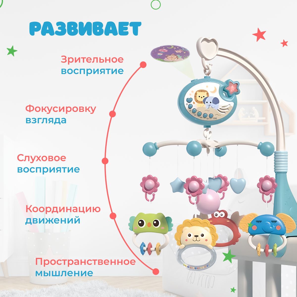Мобиль на кроватку для новорожденных - купить с доставкой по выгодным ...