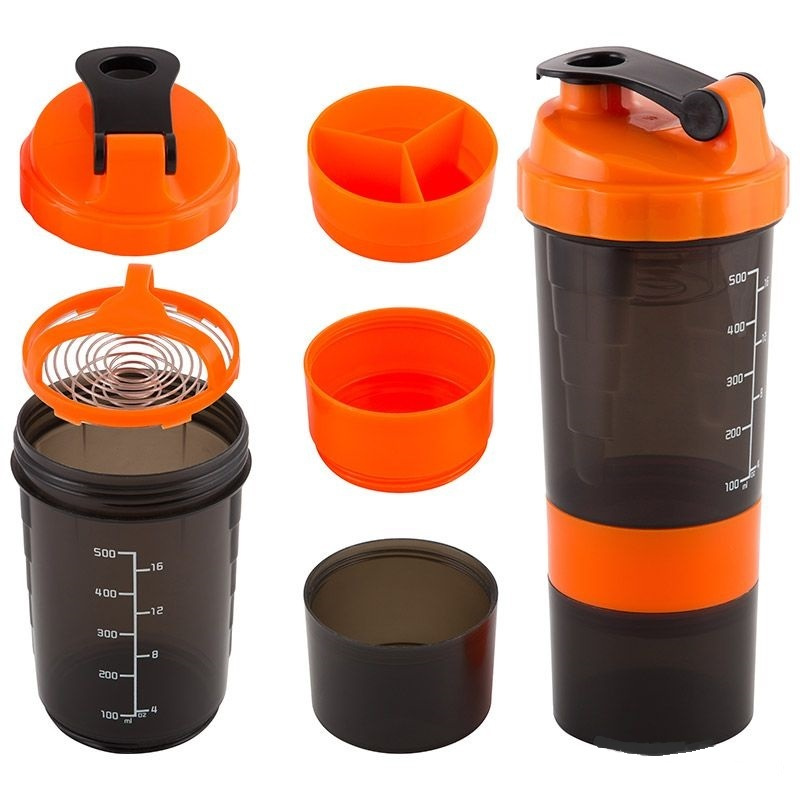 Шейкер для спортивного питания ECOS Shaker Twister Orange с пружиной, 750 мл  #1