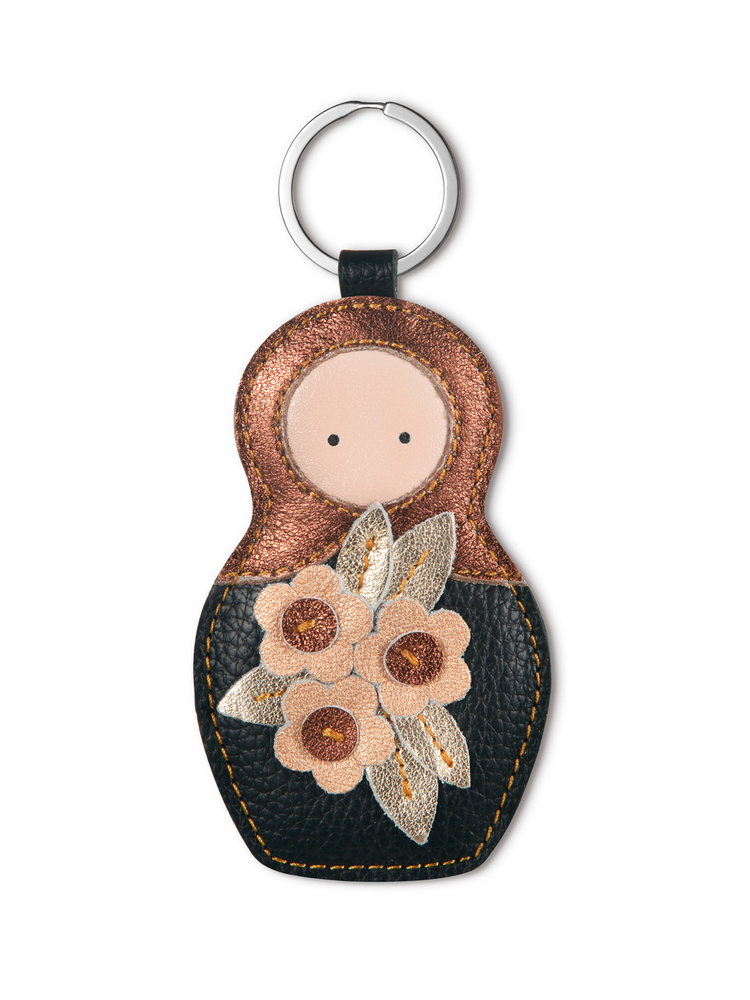 Брелок-украшение для ключей на сумку из натуральной кожи МАТРЕШКА от WOODSURF  #1
