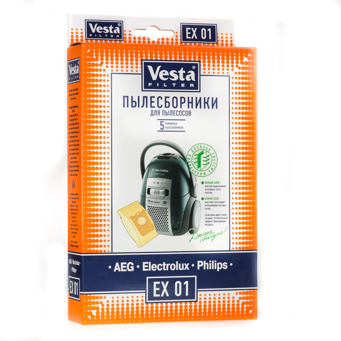 Мешки-пылесборники Vesta filter EX 01 для пылесосов Electrolux, Philips, Bork, 5 шт  #1