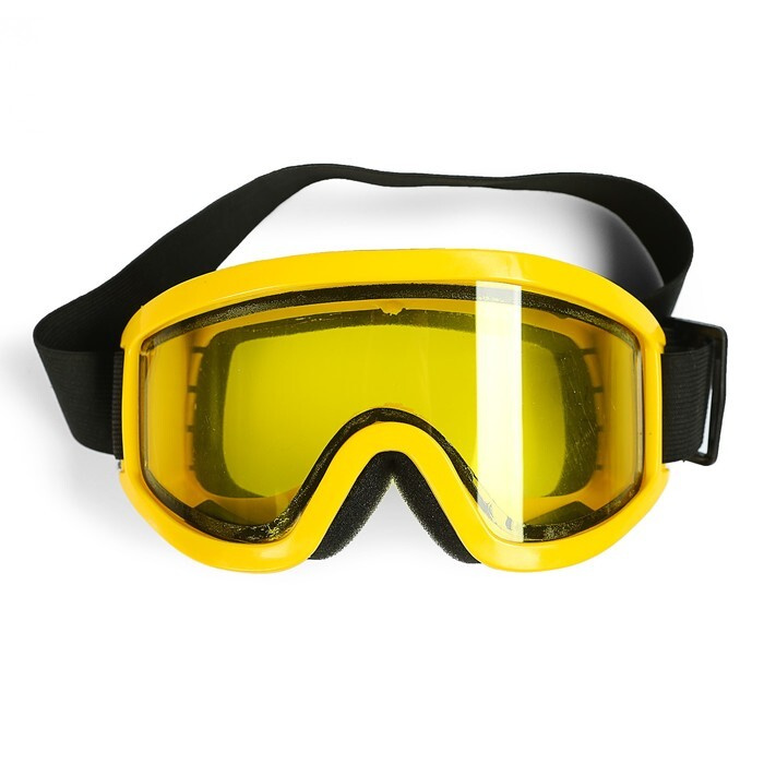 Очки-маска для езды на мототехнике, стекло двухслойное желтое, цвет желтый  #1