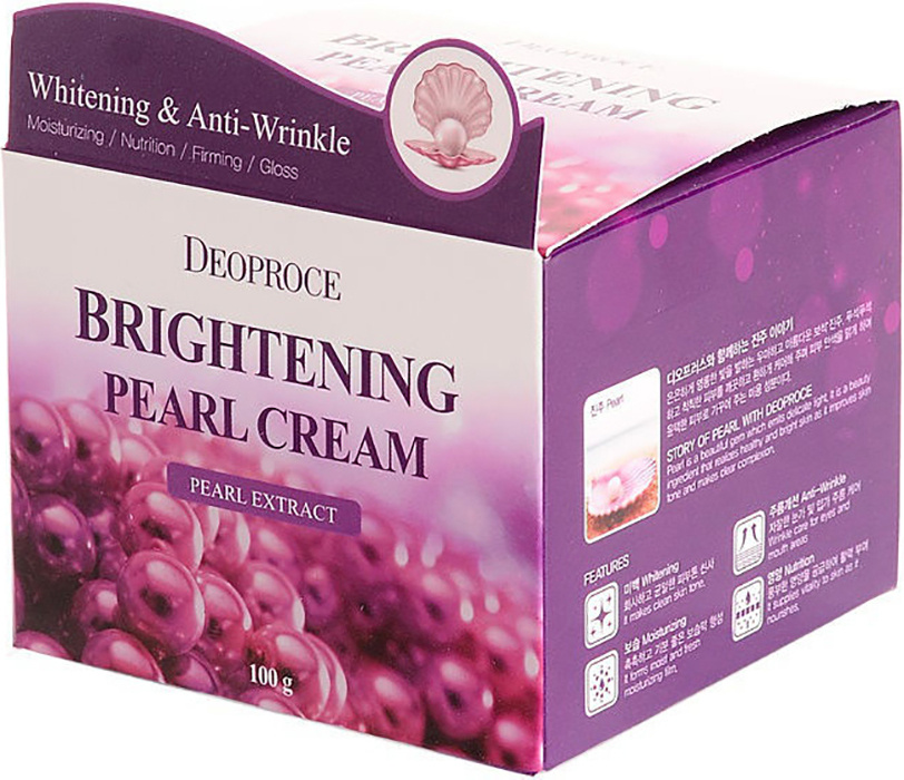 Deoproce Moisture Brightening Pearl Cream увлажняющий крем с экстрактом жемчуга для сияния кожи лица #1