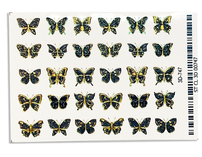 Anna Tkacheva, 3D Crystal водные наклейки для ногтей Золотые бабочки, 3D-747-CL  #1