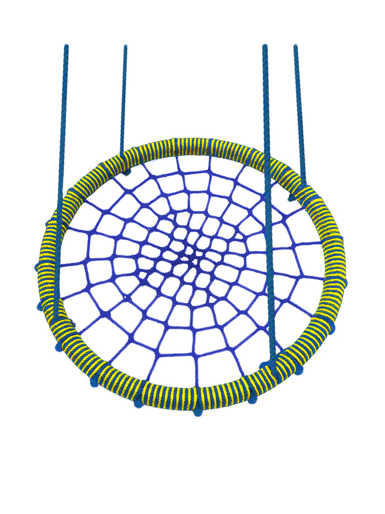 Качели-гнездо подвесные SUNNY SKY Диаметр 140 см Обод Желтый / Синий Толщина нити обода 14 мм Цвет сетки #1