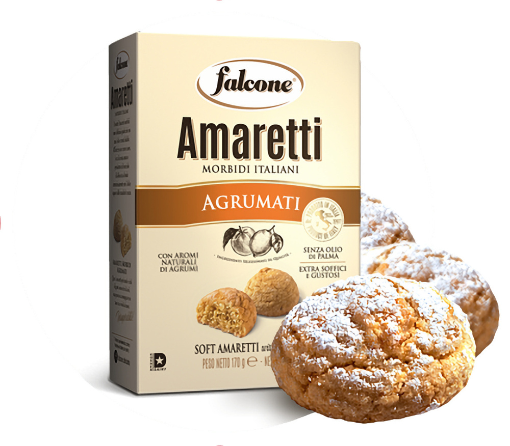 Печенье сдобное Falcone Amaretti (Амаретти), мягкие с ароматом цитрусовых,  170 г - купить с доставкой по выгодным ценам в интернет-магазине OZON  (799643739)