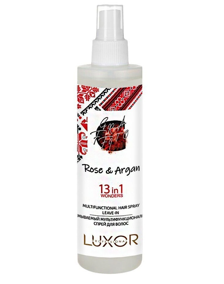 LUXOR Professional Несмываемый мультифункциональный спрей для волос 13 в 1 с розой и арганой, 240 мл, #1