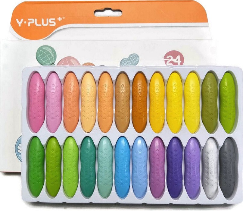 Набор восковых мелков Y-PLUS PEANUT PASTEL, для рисования, 24 пастельных цвета, картонная упаковка  #1