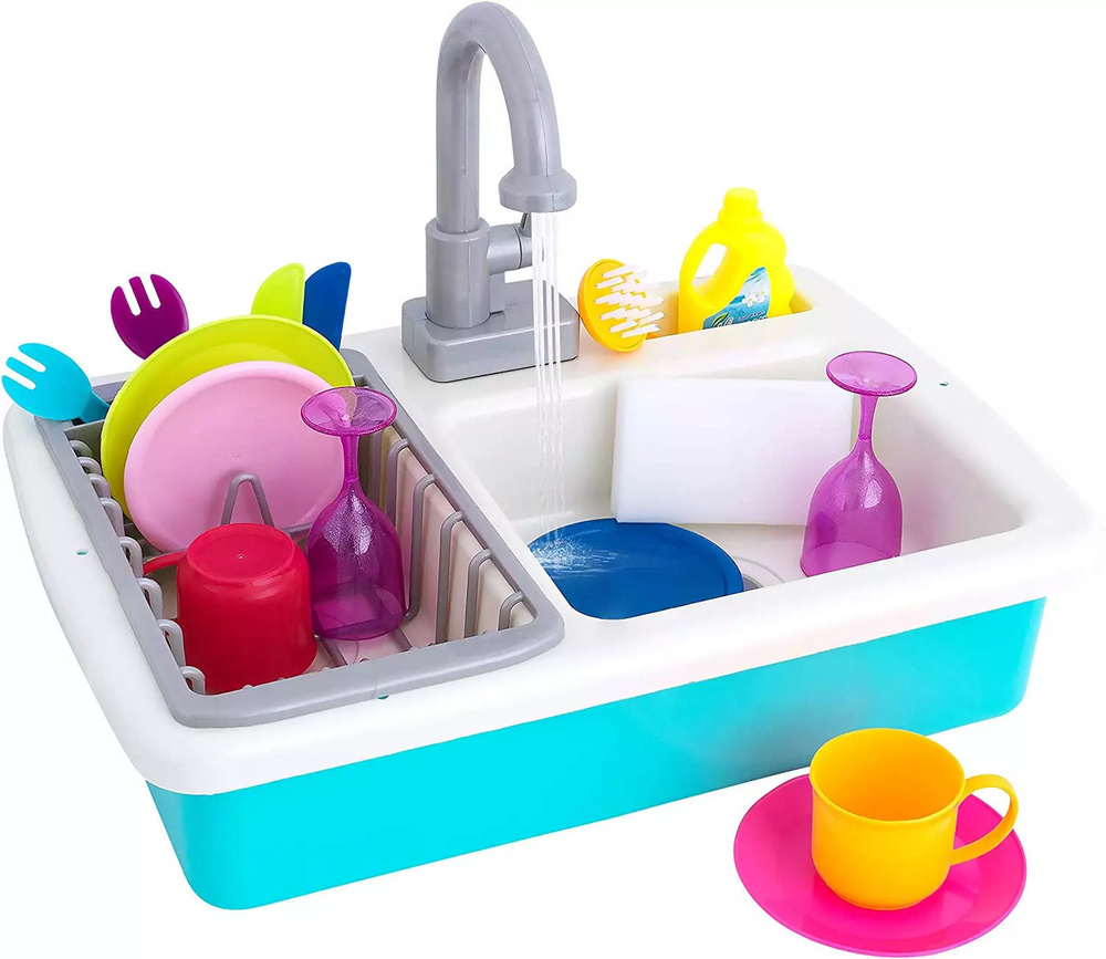 Детская игровая мойка с водой, раковина Baby Dishwasher 5050А с набором посуды и моющими средствами, #1