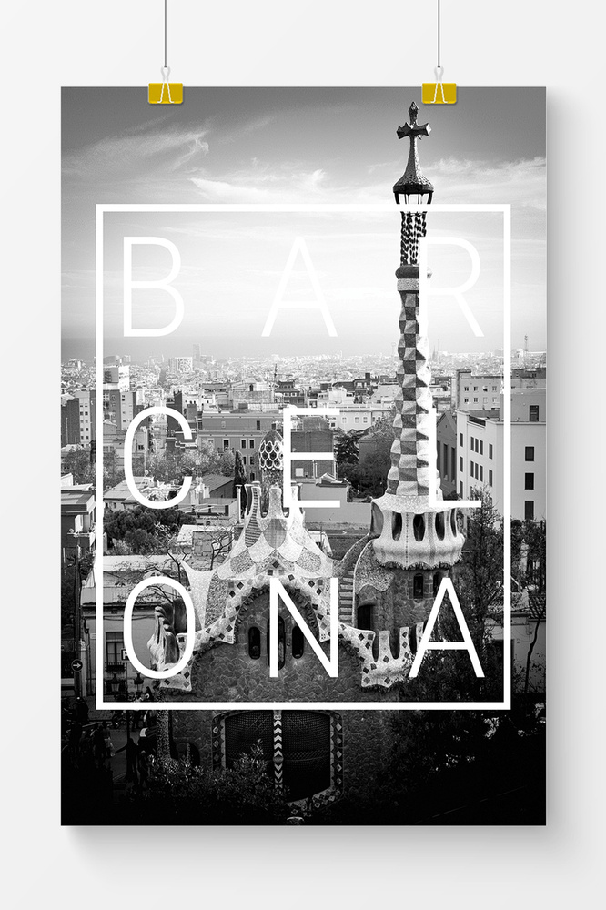 Постер для интерьера Postermarkt Черно-белый Barcelona, 40х50 см, в тубусе  #1