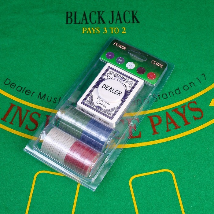 Покер, набор для игры (карты 54 шт., фишки 60 шт. с номиналом)  #1