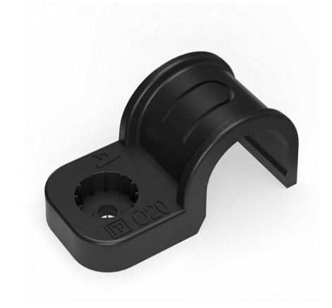 Крепеж-скоба пластиковая односторонняя для прямого монтажа черная в п/э д20 (50шт)  #1