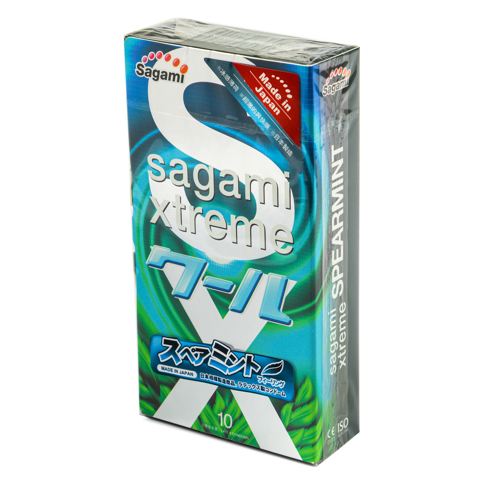 Sagami Xtreme Mint 10 шт. Презервативы с ароматом мяты, латекс 0,04 мм  #1