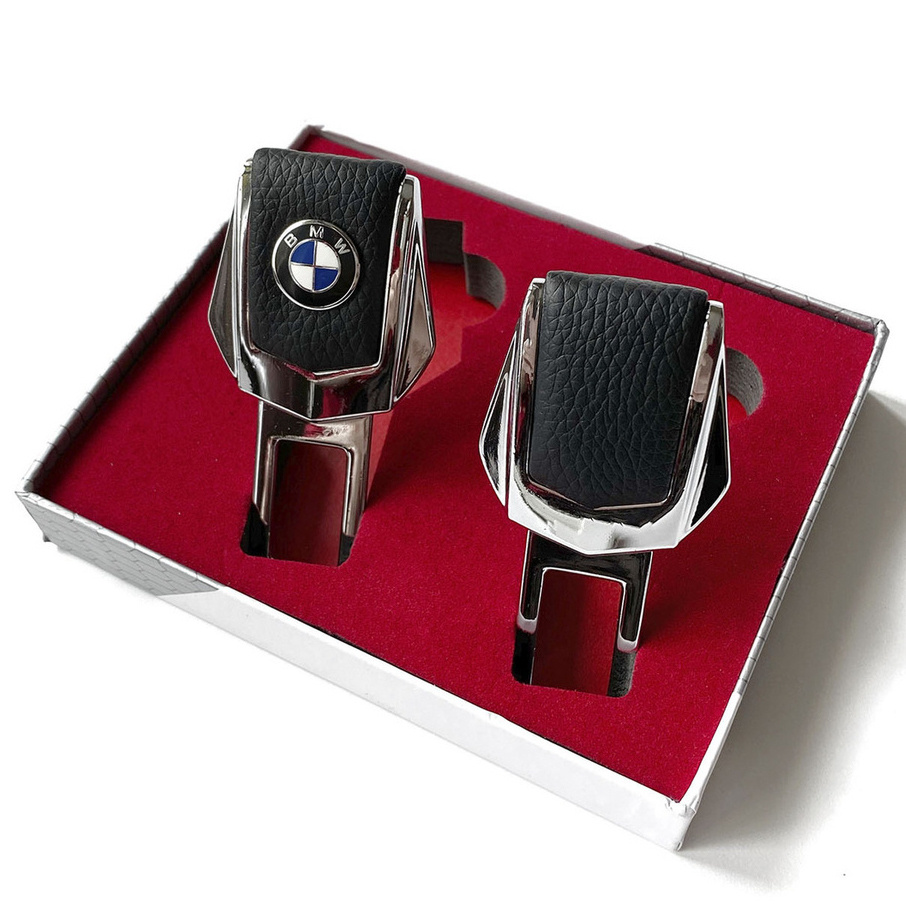 Заглушки ремней безопасности BMW (БМВ) Натуральная кожа, хромированный металл, в подарочной упаковке, #1
