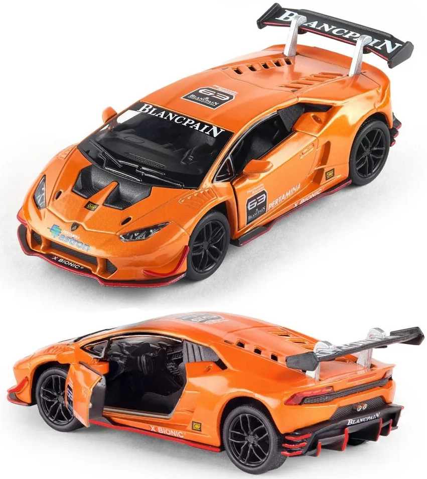 Машинка металлическая Kinsmart 1:36 Lamborghini Huracan LP620-2 Super Trofeo 5389DKT инерционная, двери #1