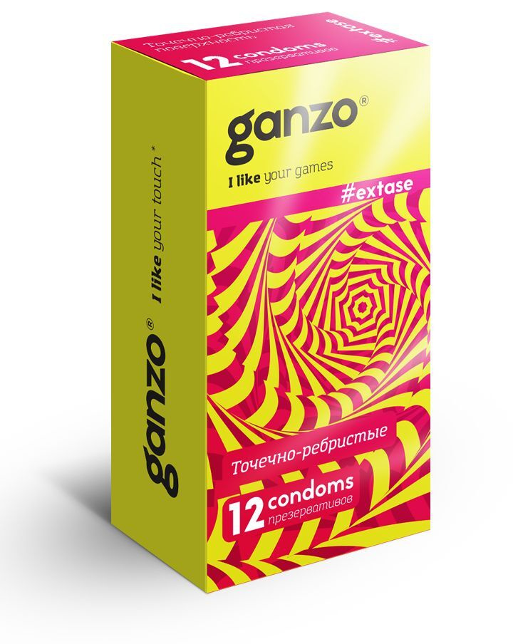 Презервативы анатомической формы с точечной и ребристой структурой Ganzo Extase - 12 шт.  #1