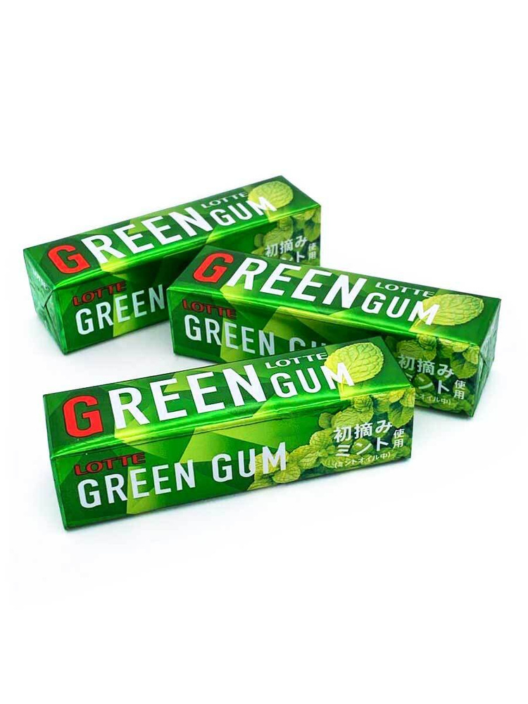 LOTTE Комплект жевательных резинок со вкусом перечной мяты, Green Gum, 3 пачки по 30 г.  #1