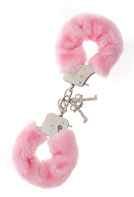 Металлические наручники с розовой меховой опушкой METAL HANDCUFF WITH PLUSH PINK  #1