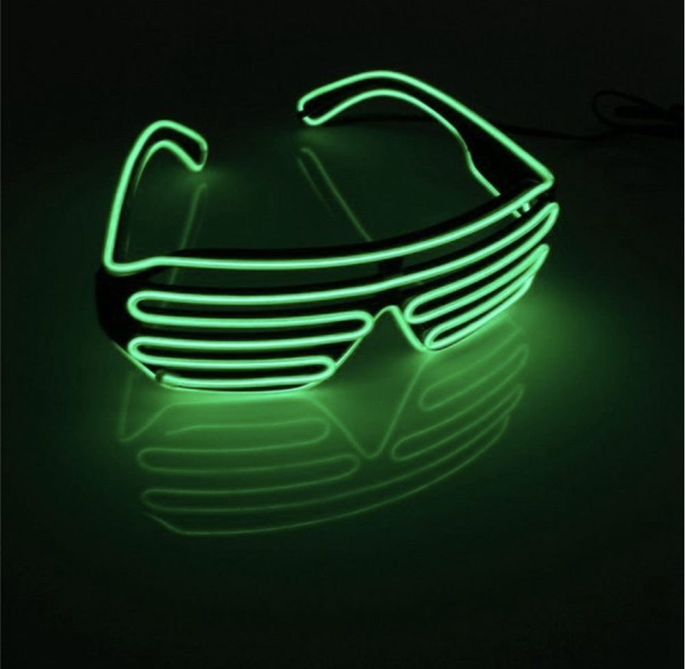 Светящиеся LED Очки / Неоновые / Мерцающий неон Rave аксессуар (Зеленые)  #1