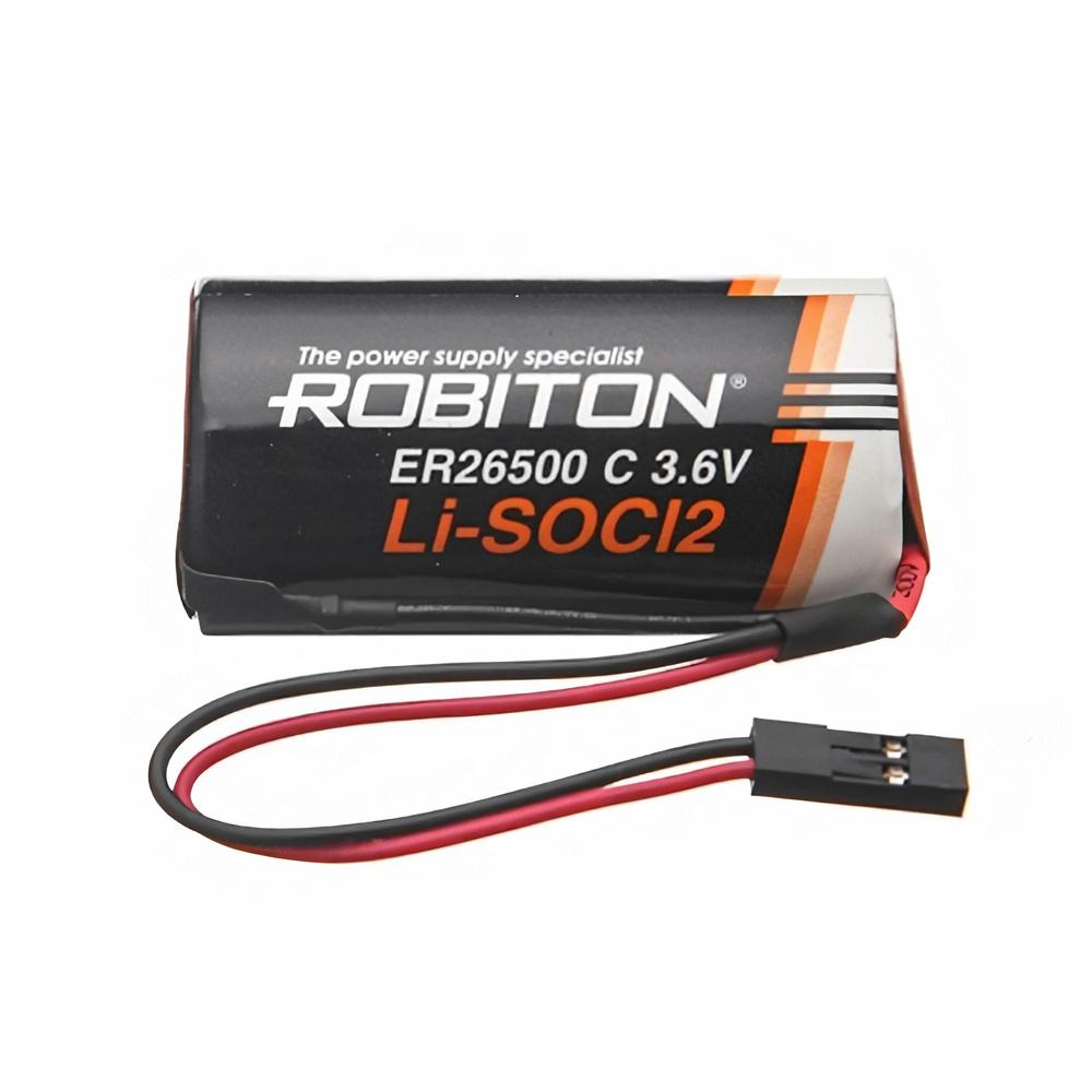 Батарейка литий-тионилхлоридная ROBITON ER26500 C (R14/C) Lithium/ 3.6 В (3.6V) 9000 мАч с коннектором #1