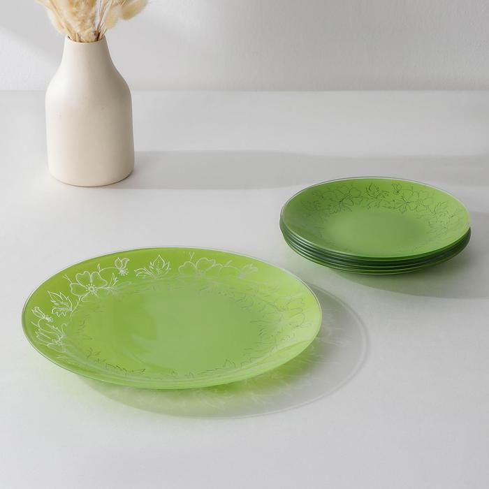 Сервиз столовый "Лара", 7 предметов: 6 тарелок диаметр 20 см, 1 тарелкадиаметр 30 см, цвет салатовый #1