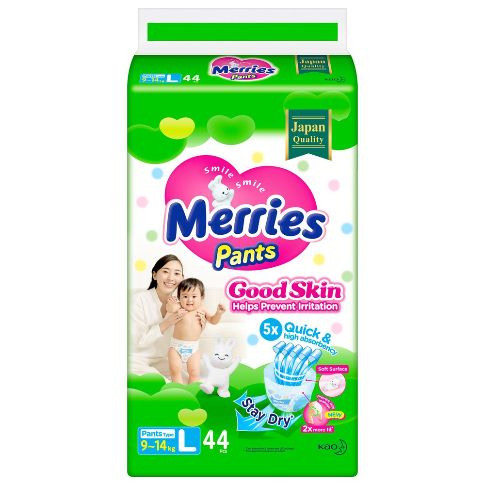 Трусики Merries Good Skin L 9-14кг 44шт #1