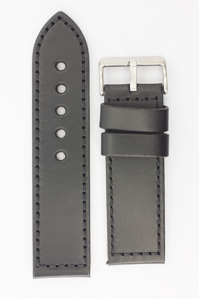 Ремешок для часов 22 мм. из натуральной кожи мужской ремешок кожаный черный TEPB-NR22  #1