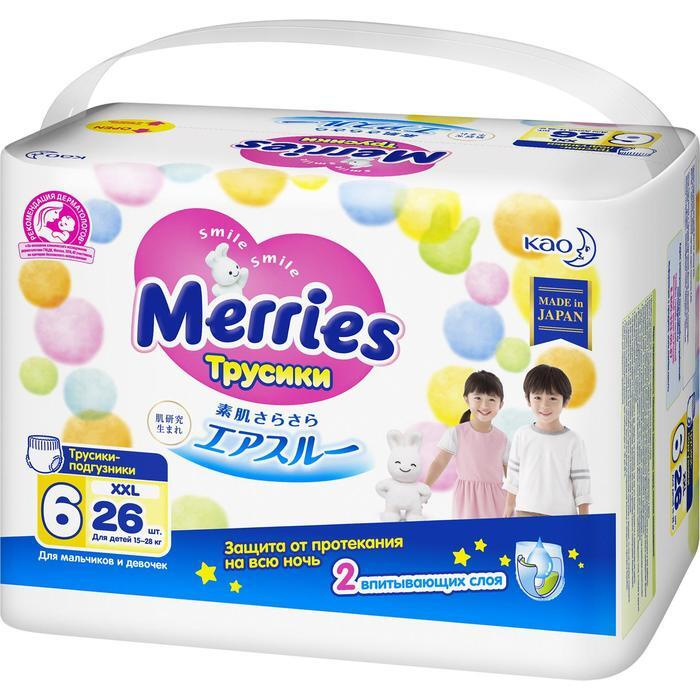 Подгузники-трусики для детей Merries XXL 15-28 кг, 26 штук #1