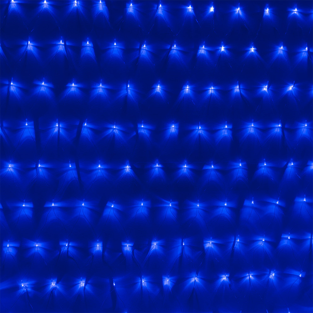 Гирлянда светодиодная FUNRAY "Cетка" , 1.5x1.5м, 144 LED, синий, IP20, прозрачный шнур, 8 режимов  #1