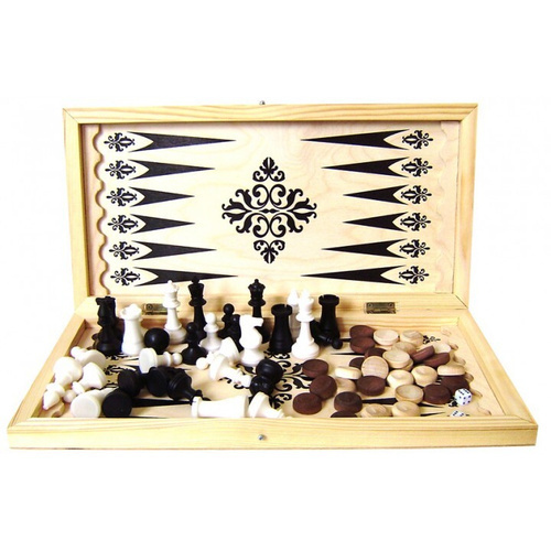 Шахматы нарды шашки Игра 3 в 1 доска деревянная 40 см #1