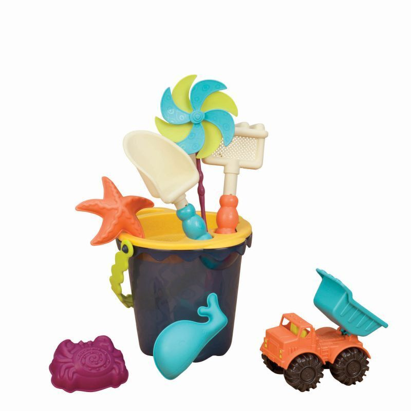 Малое ведерко и игровой набор для песка B.Toys (Battat), 9 деталей голубой  #1