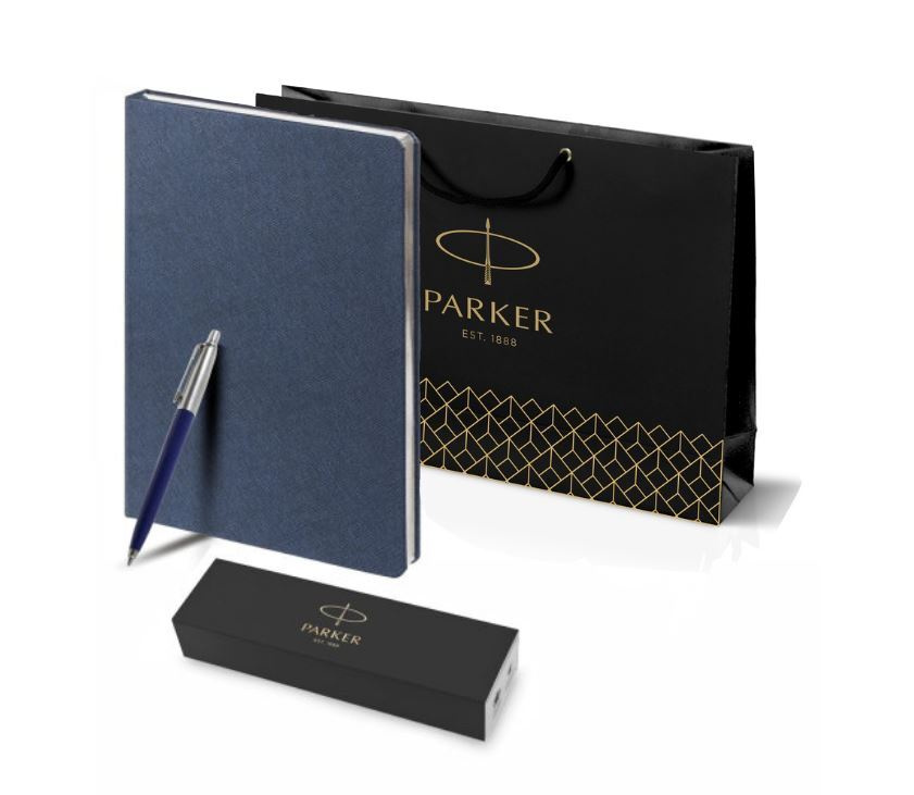 Подарочный набор: Шариковая ручка Parker Jotter K60 и недатированный синий ежедневник с с серебристым #1