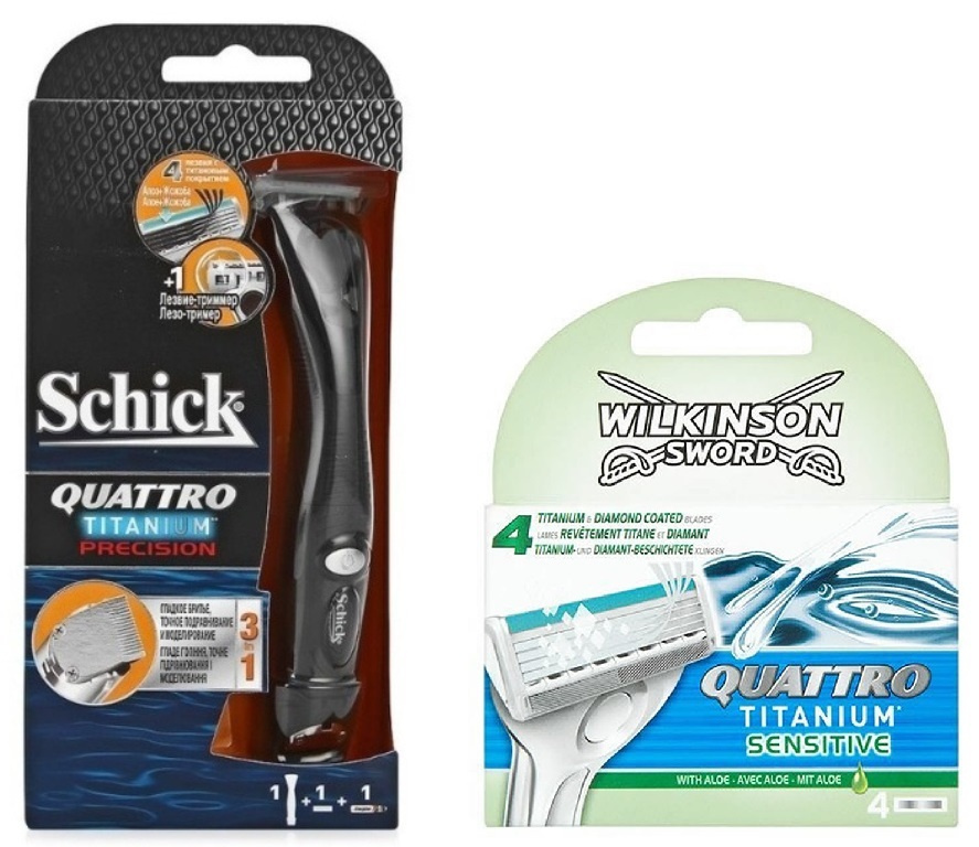 Schick / Wilkinson Sword QUATTRO PREC. / Комплект Бритвенный станок с триммером + упаковка кассет Quattro #1