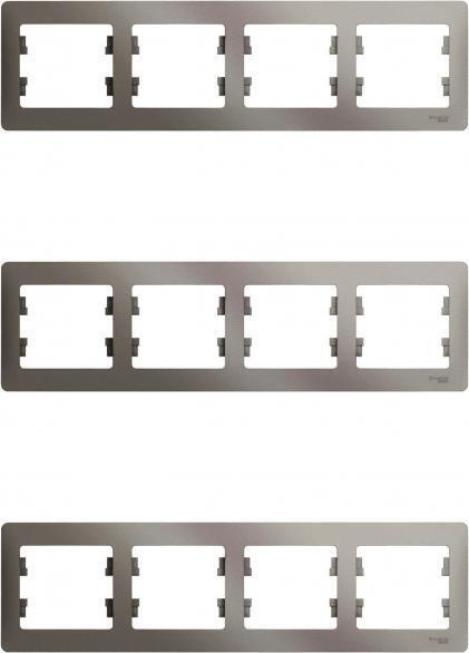 Рамка Schneider Electric Glossa четырехместная горизонтальная платина (комплект из 3 шт)  #1
