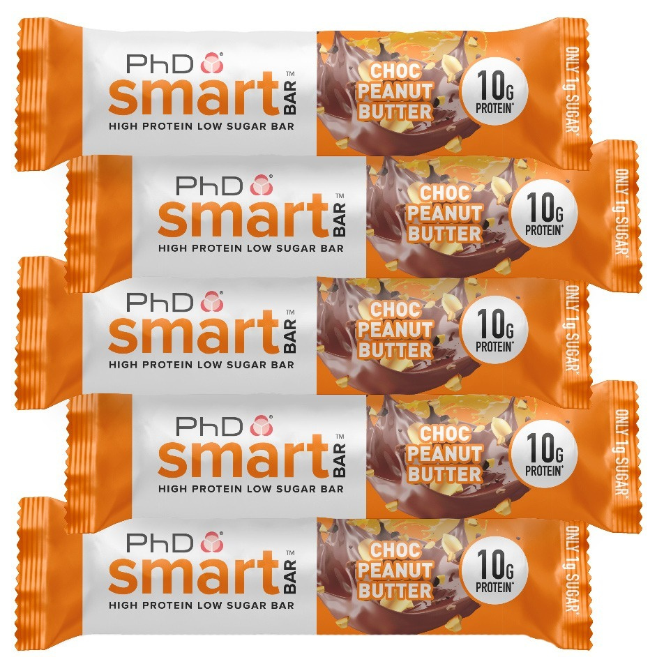 Протеиновый батончик PhD Nutrition Smart Bar 5 x 64 г, Шоколад - Арахисовое масло  #1