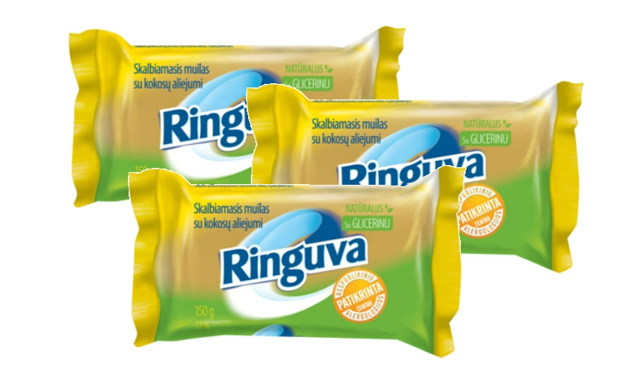 RINGUVA хозяйственное мыло для стирки с маслом кокоса 72% 150гр (Литва) комплект 3 шт.  #1
