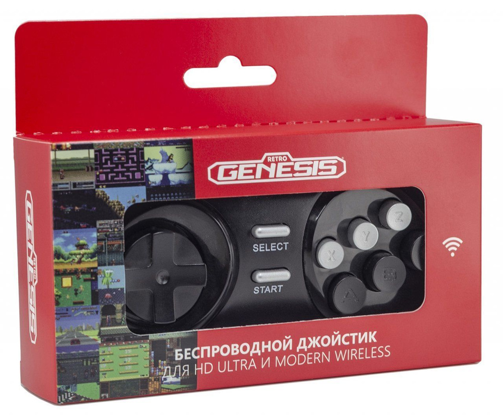 Retro Genesis Геймпад беспроводной Controller для HD Ultra, P2 (16 bit), черный  #1