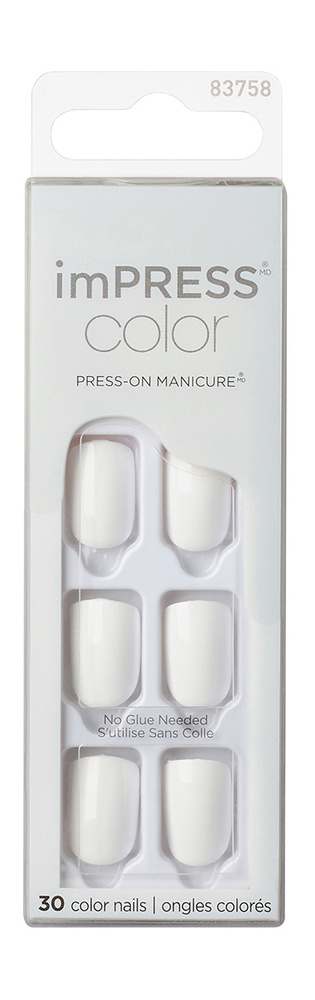Твердый лак для ногтей короткой длины / Kiss Impress Color Press-On Manicure False Nails  #1