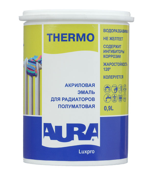 Эмаль для радиаторов в/д Aura Luxpro Thermo полуматовая 0.9 л #1