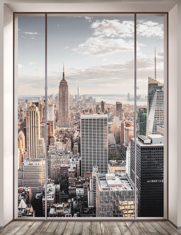 Фотообои GrandPik 3113 "Окно с видом на Нью-Йорк" (ШхВ), 200х260 см #1