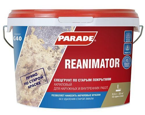 Грунтовка адгезионная PARADE Reanimator G40 по ст.покрытиям  2,5л #1